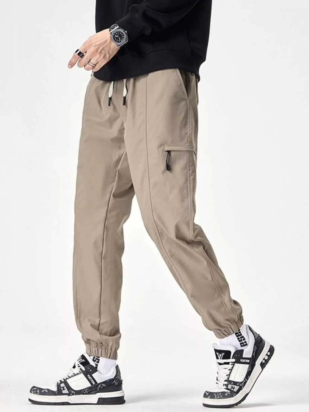 Men's Plus Size Drawstring Wide Leg Joggers