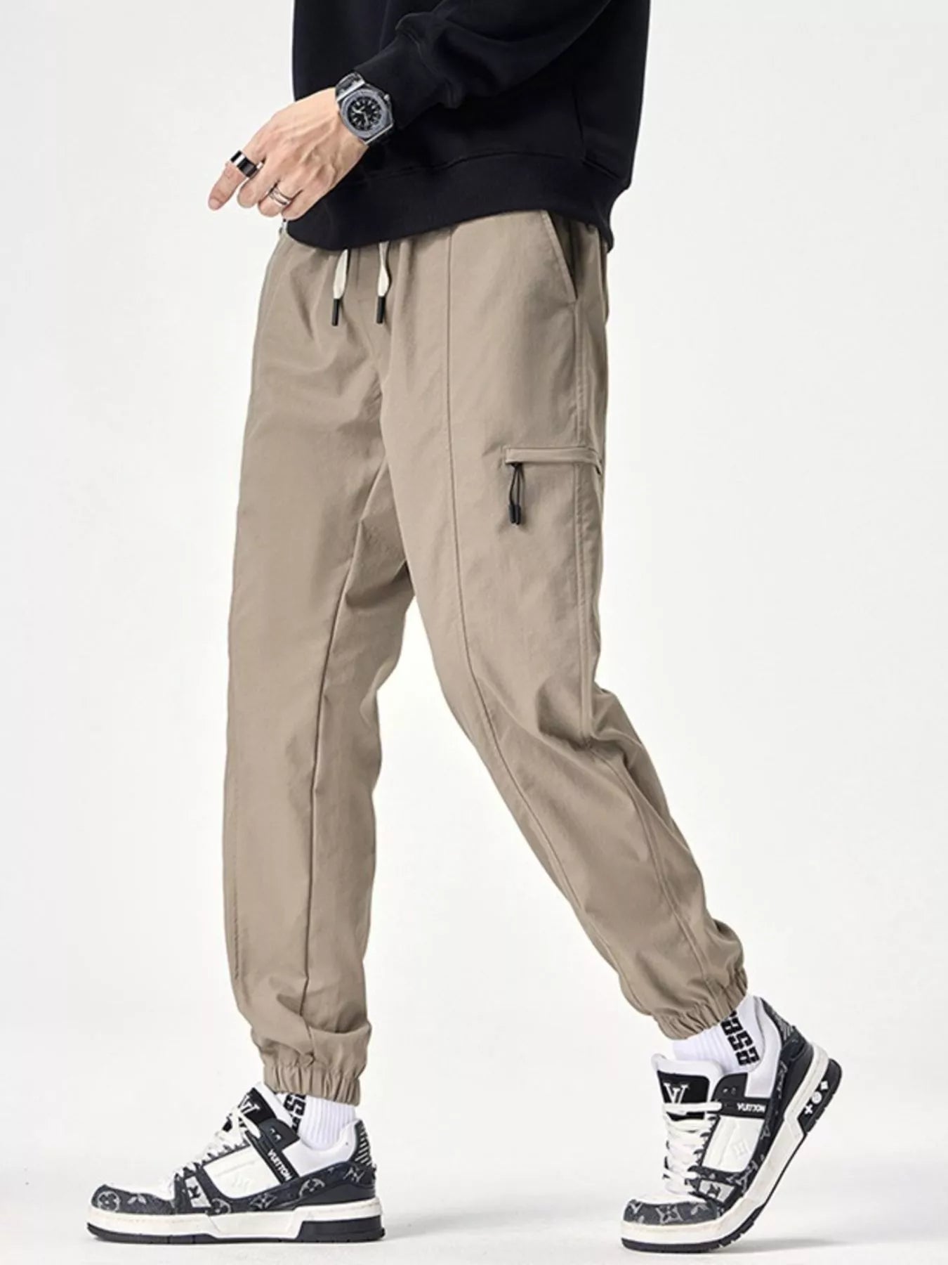 Men's Plus Size Drawstring Wide Leg Joggers