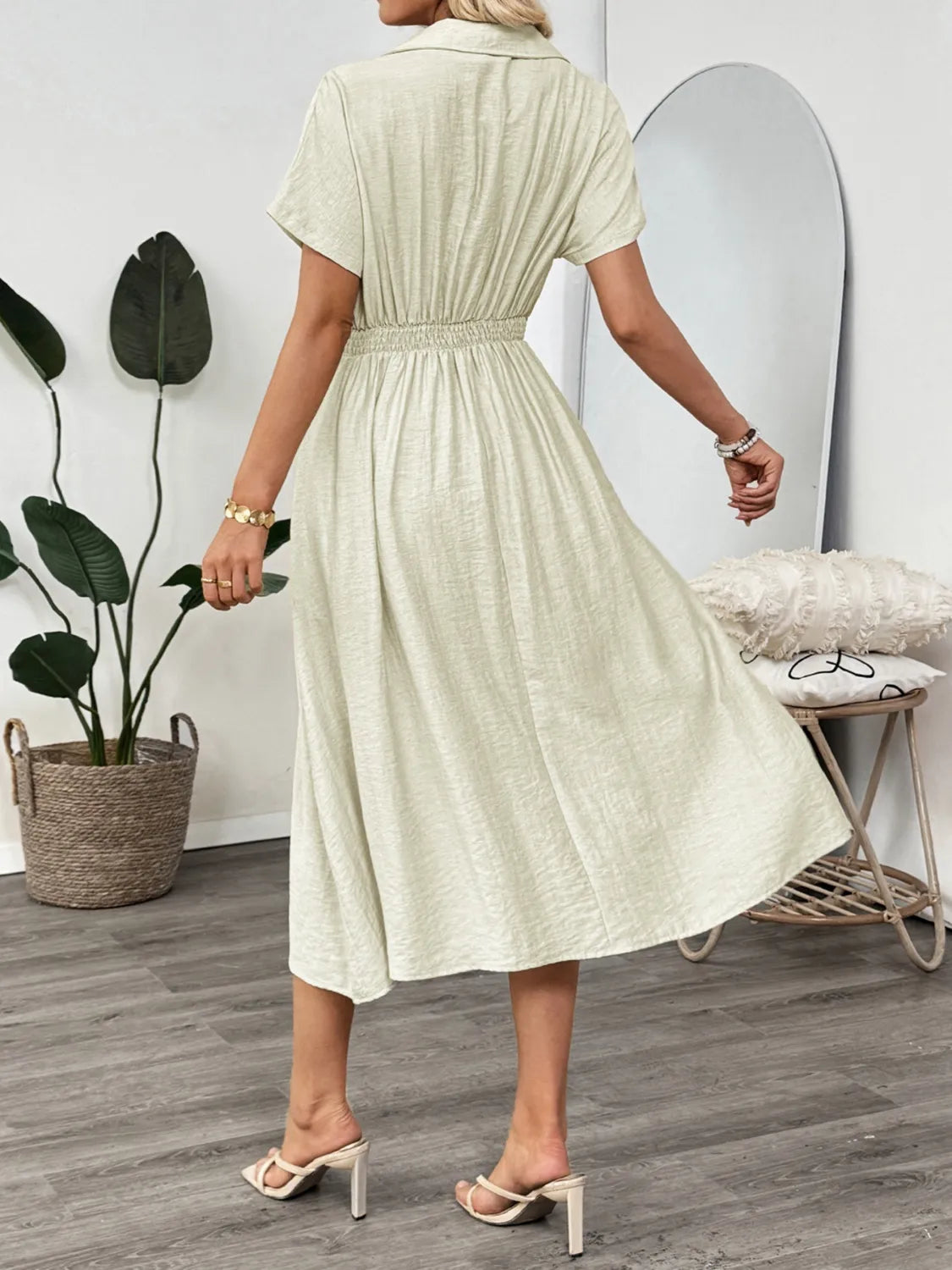 Short Sleeve Midi Dress with Pockets