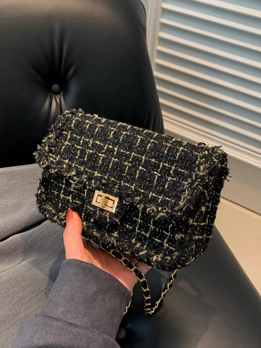 Tweed Flap Crossbody Bag