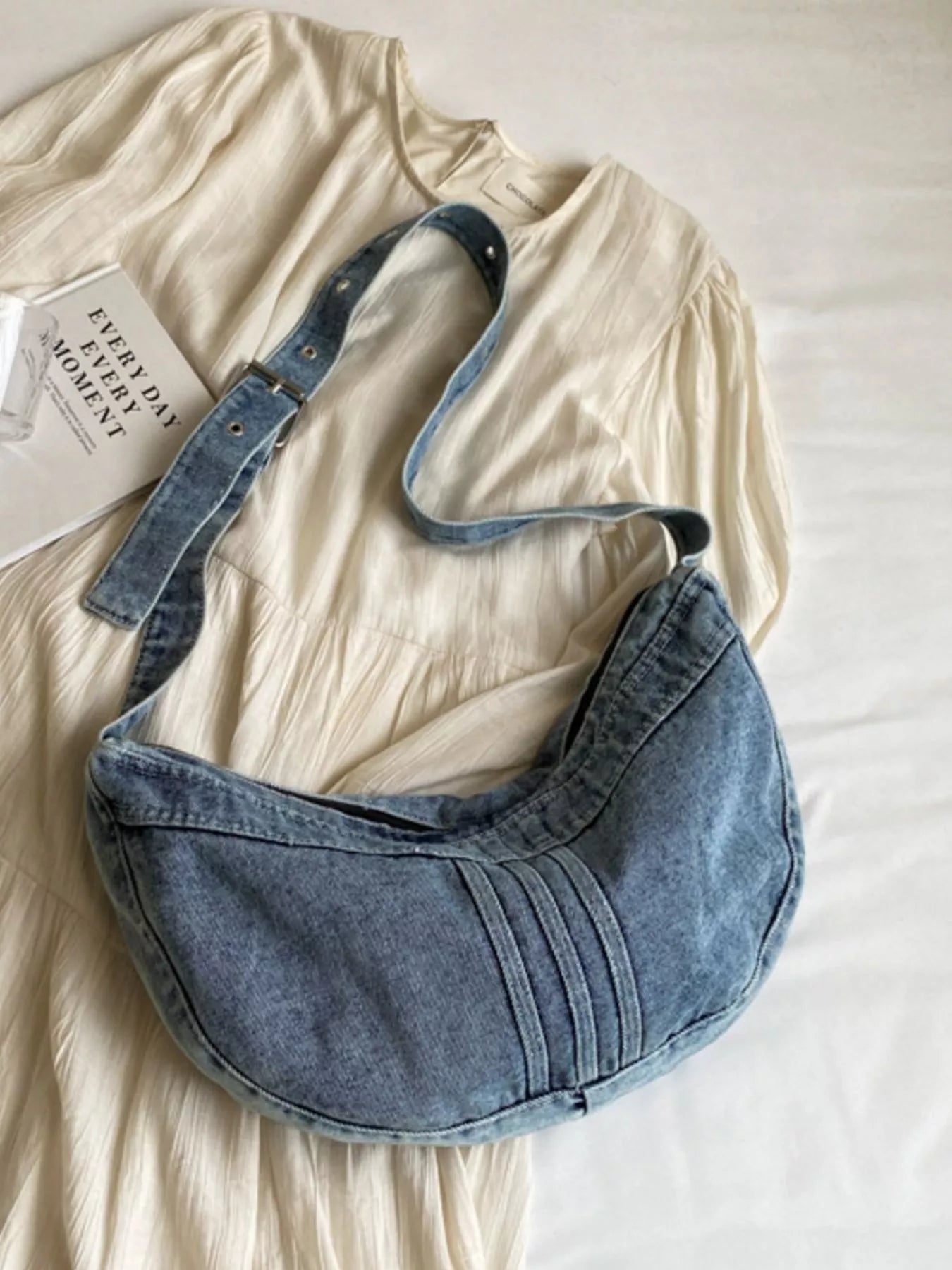 Denim Adjustable Strap Crossbody Bag