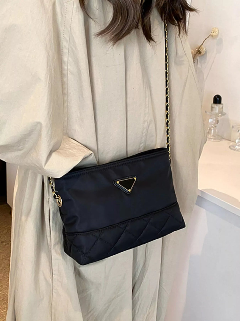 Quilted Crossbody Bag with Chain Strap