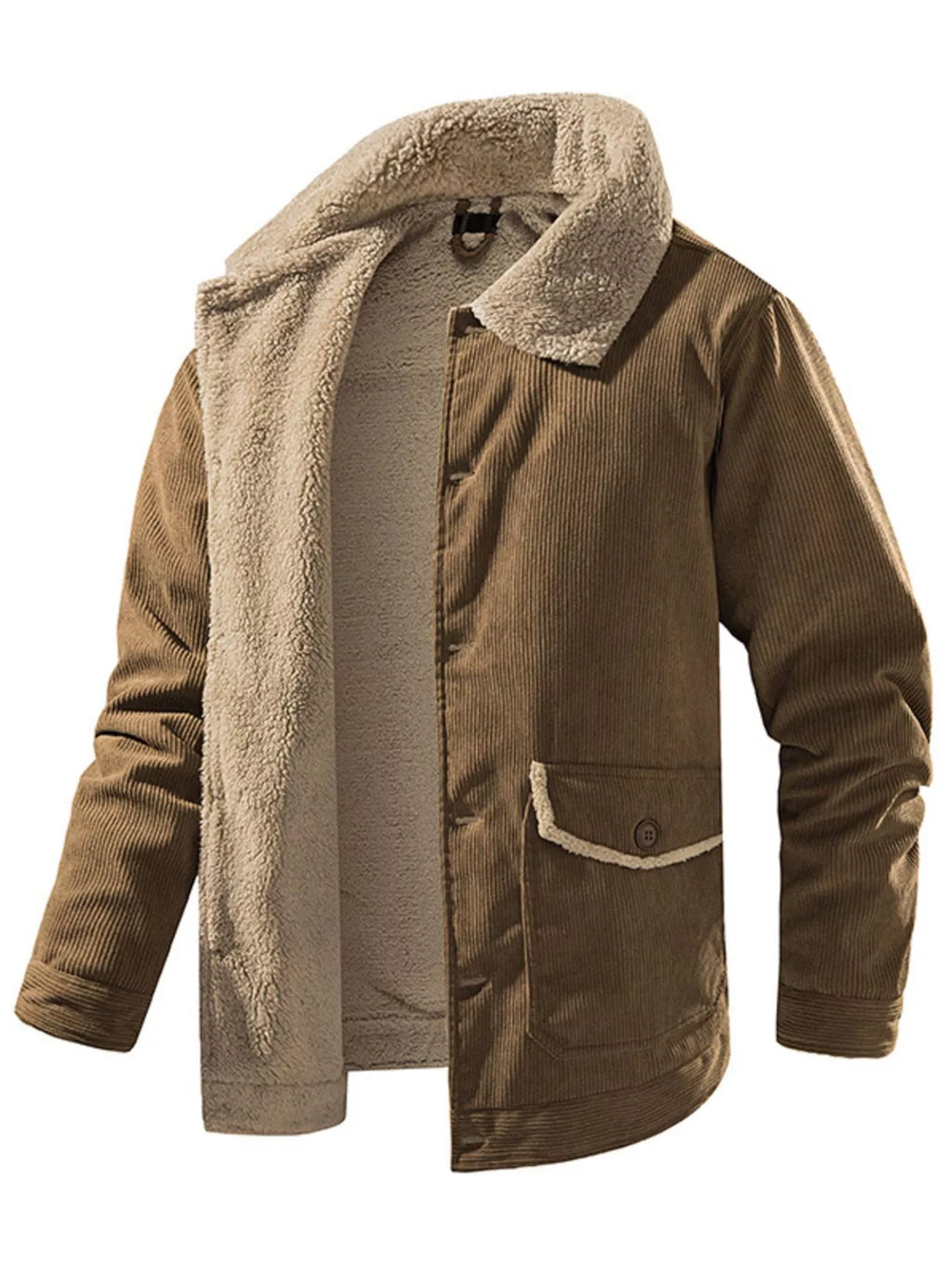 Men's Corduroy Sherpa Lined Button-Up Jacket