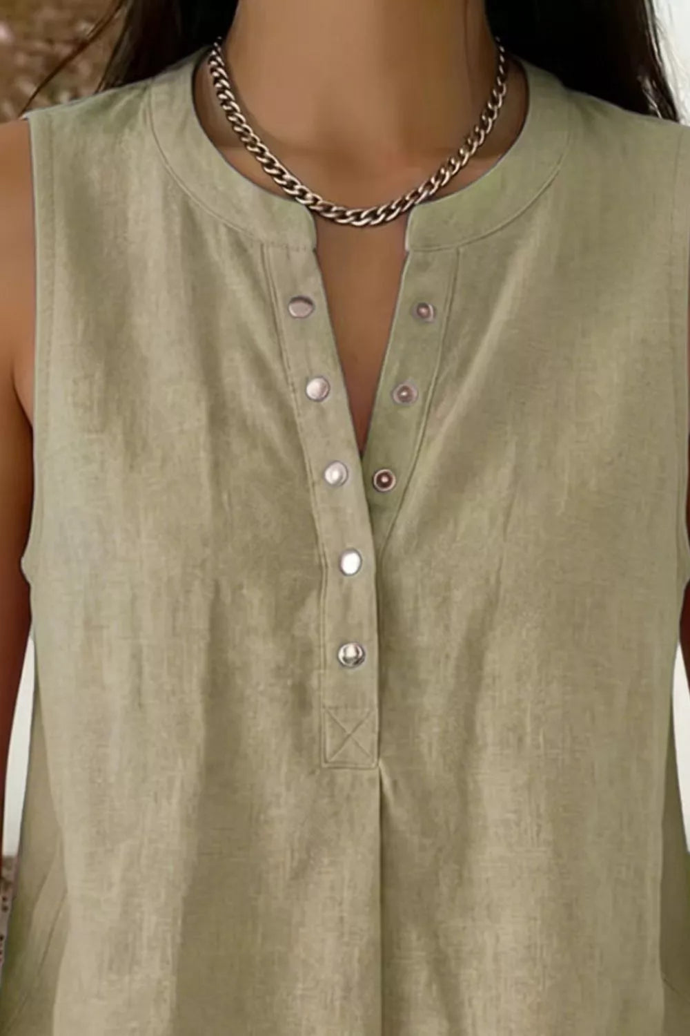 Snap Down Sleeveless Top