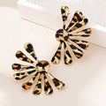 Leopard Print Fan-Shaped Earrings