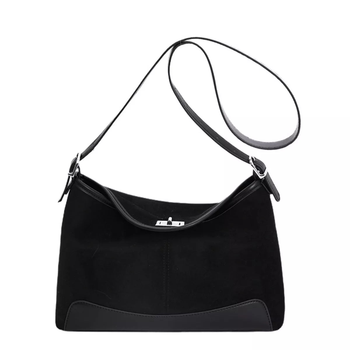 Suede Crossbody Bag with Adjustable Strap