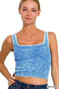 Zenana 2 Way Neckline Washed Ribbed Seamless Tank Top