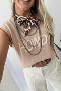 Contrast Trim Knit HOWDY Western Sweater Vest
