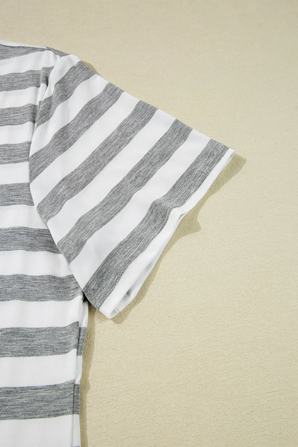Casual Striped V-Neck Midi T-Shirt Dress