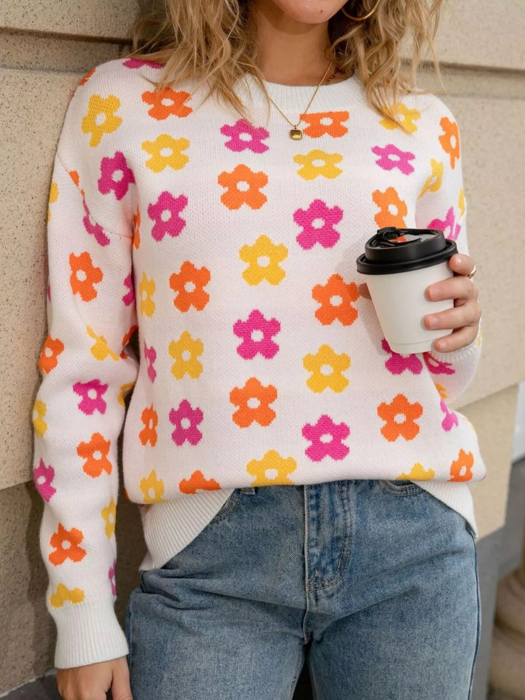 Floral Crew Neck Sweater