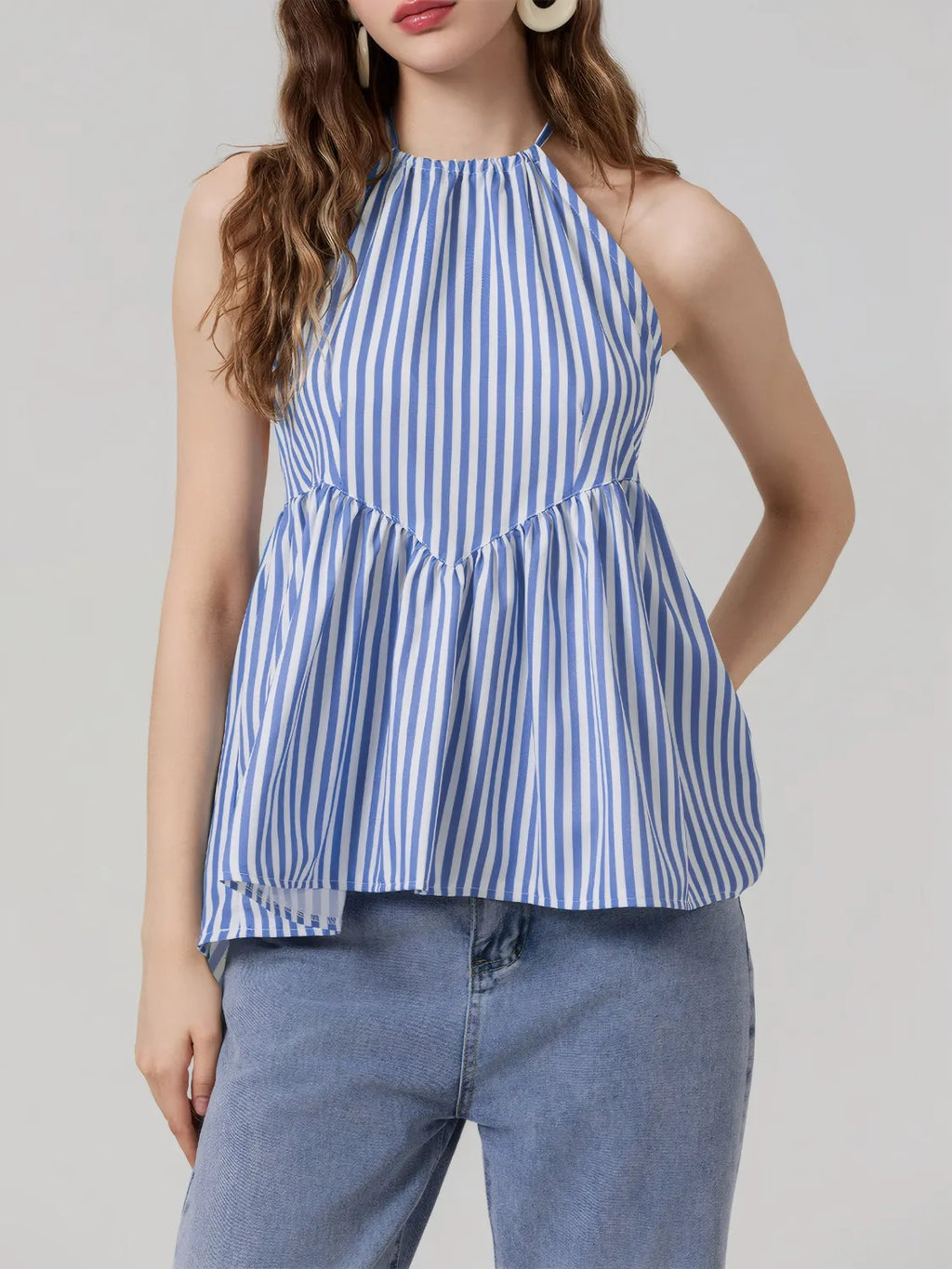 Striped Halter Neck Cami