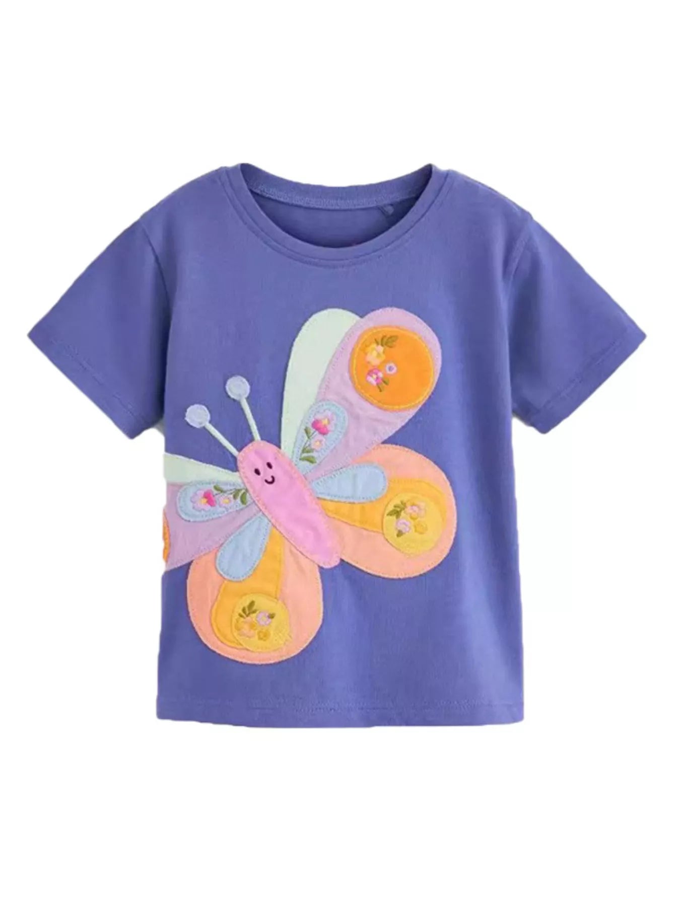 Children's Butterfly Embroidered Short Sleeve T-Shirt