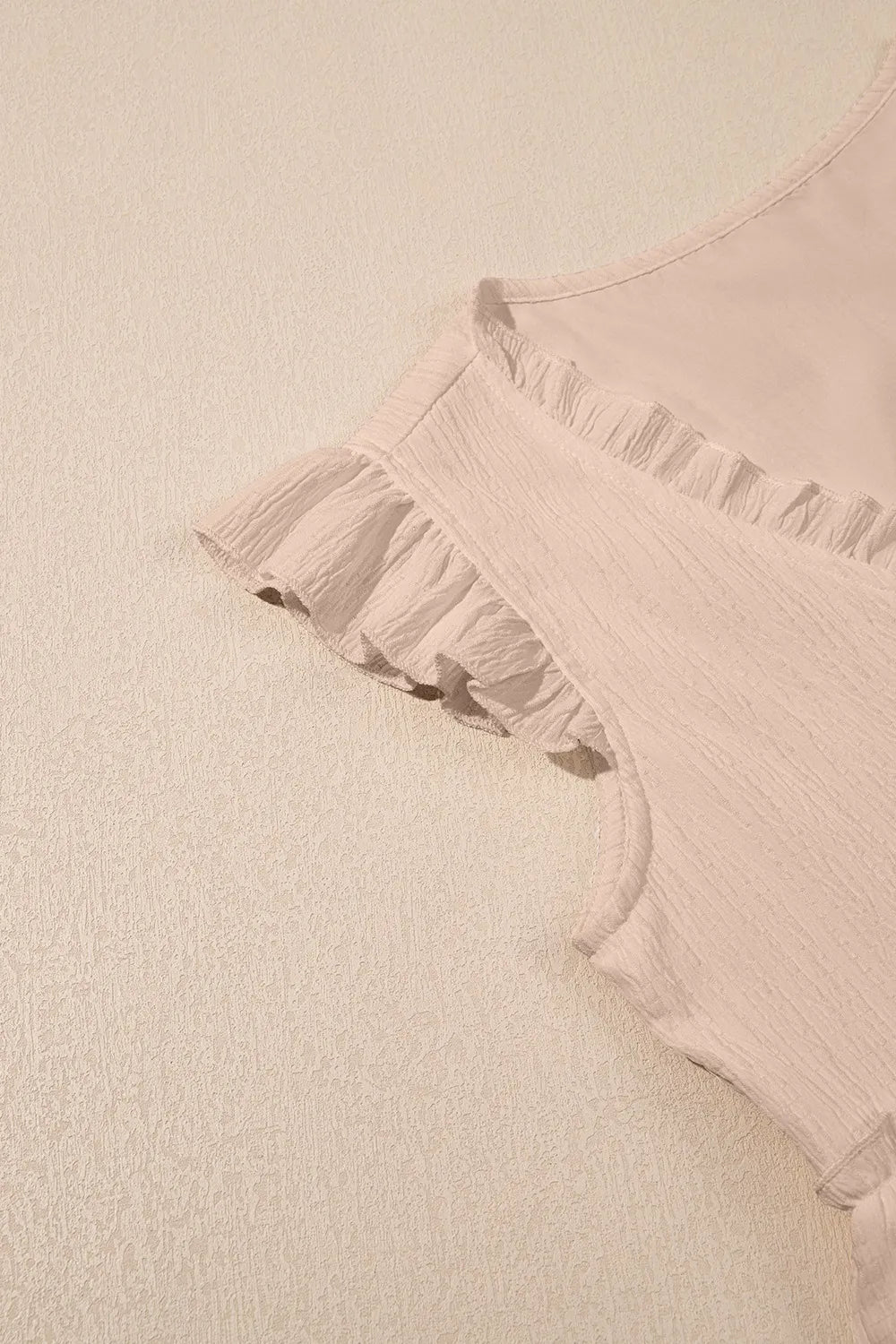 Ruffled Trim V Neck Flutter Flowy Top
