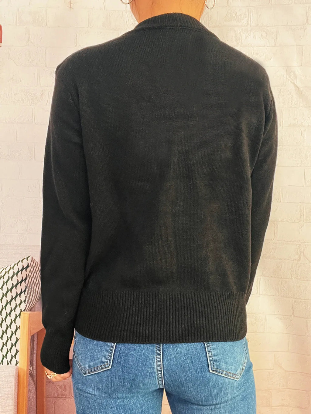 Button-Front Cardigan with Colorful Detail Buttons