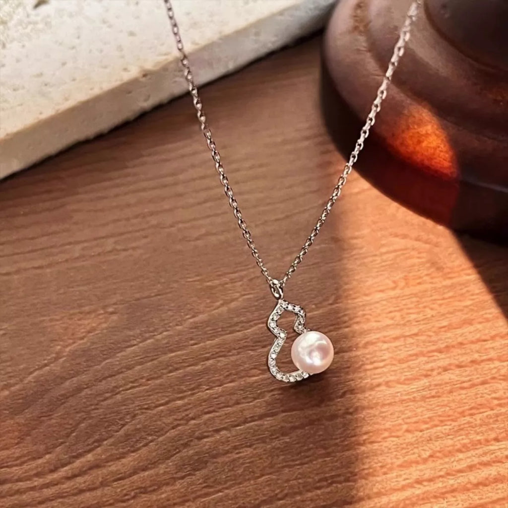 925 Sterling Silver Gourd Pearl Necklace