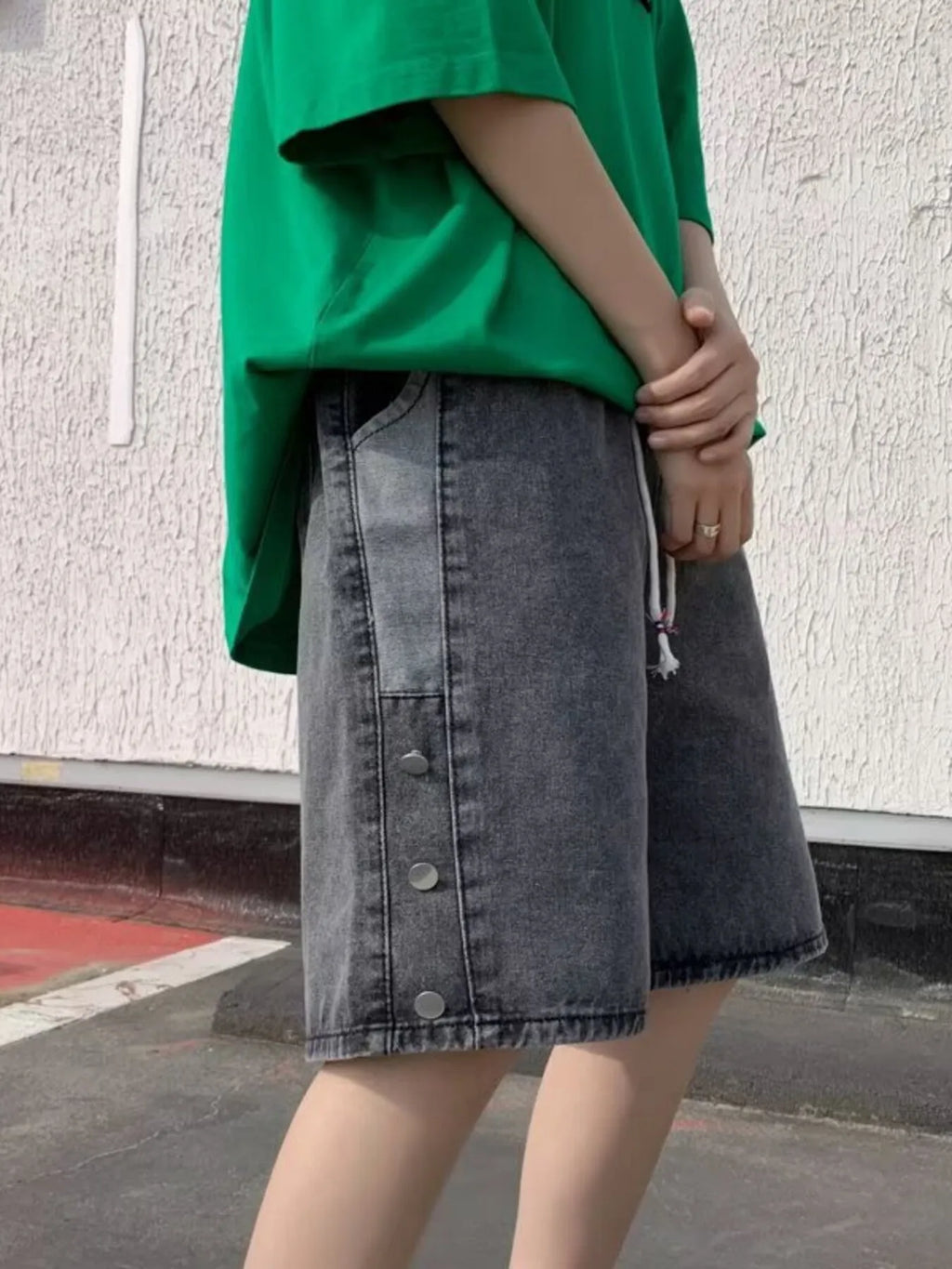 Men's Plus Size Casual Loose Fit Denim Shorts with Drawstring