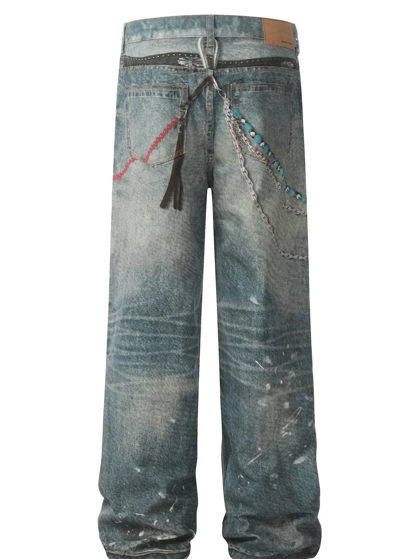 Men's Paint Splatter Wide Leg Jeans