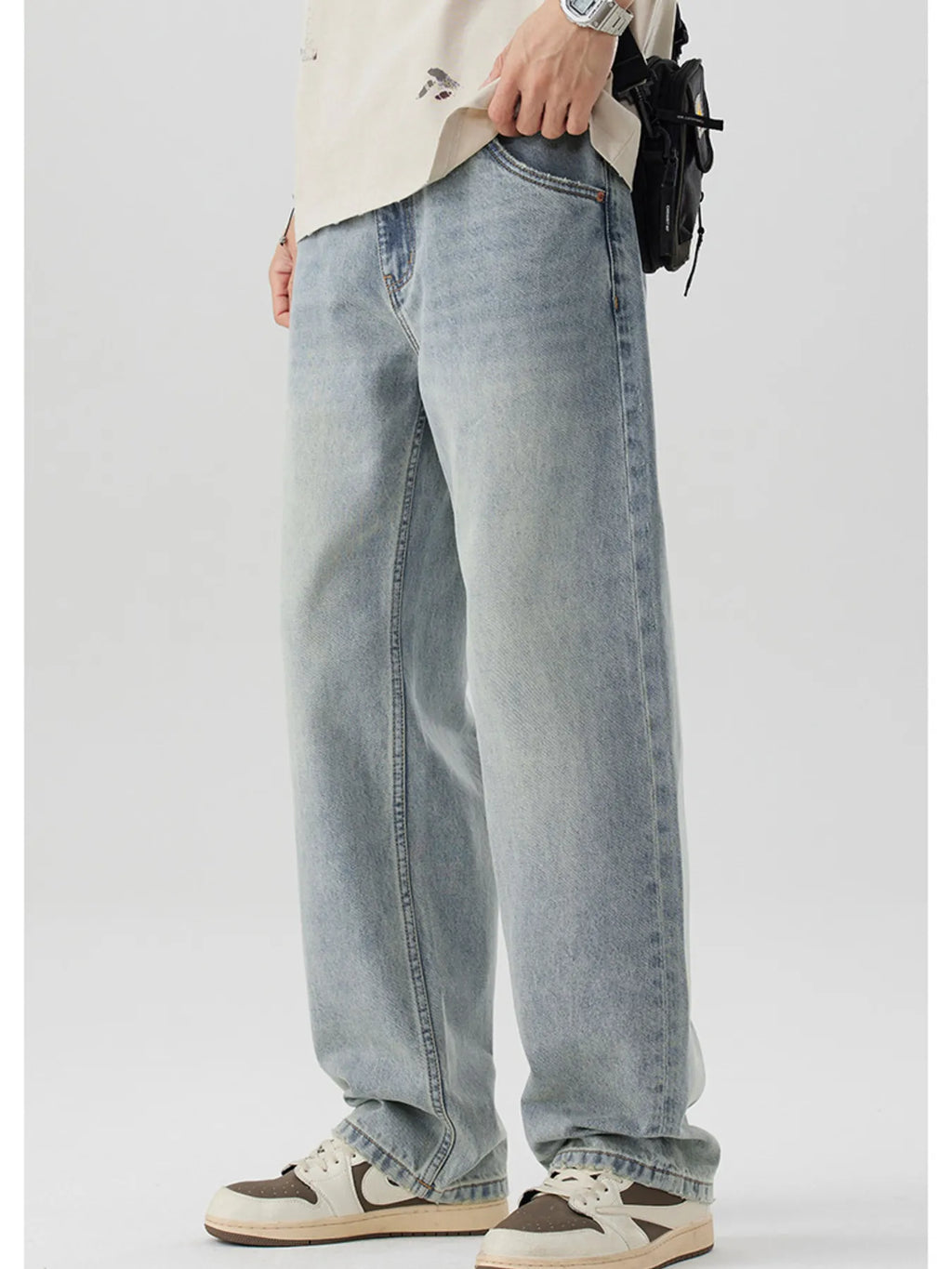 Men's Wash Wide Leg Jeans
