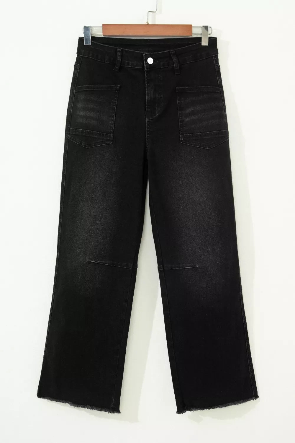 Frayed Cropped Straight Jeans