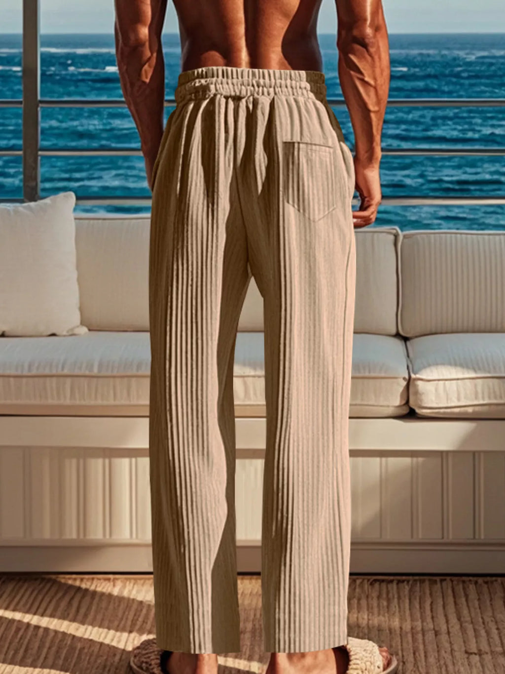 Men's Full Size Ribbed Knit Wide-Leg Pants Plus Size