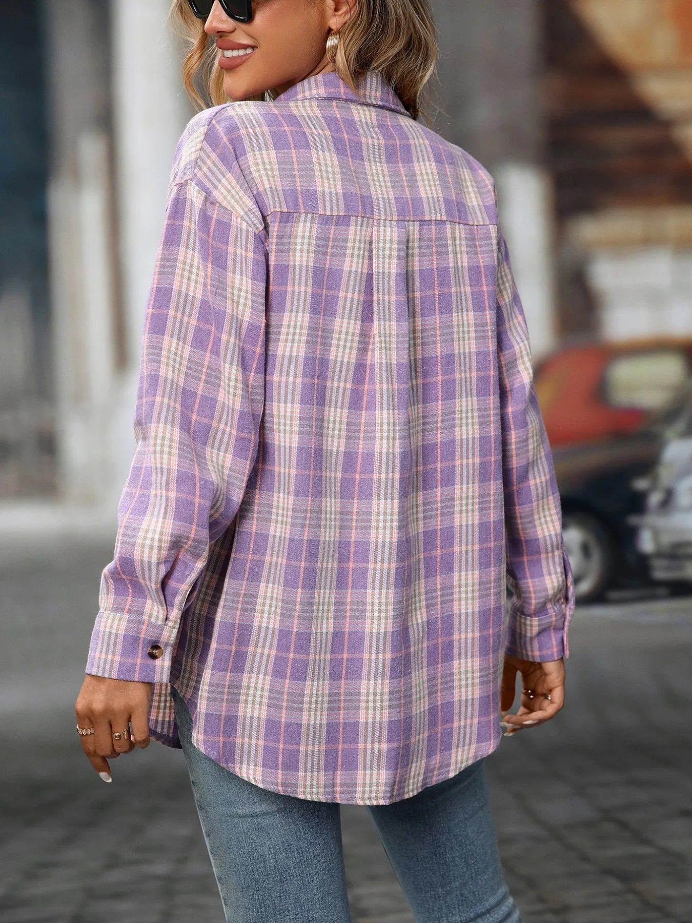 Plaid Button-Down Oversized Shirt