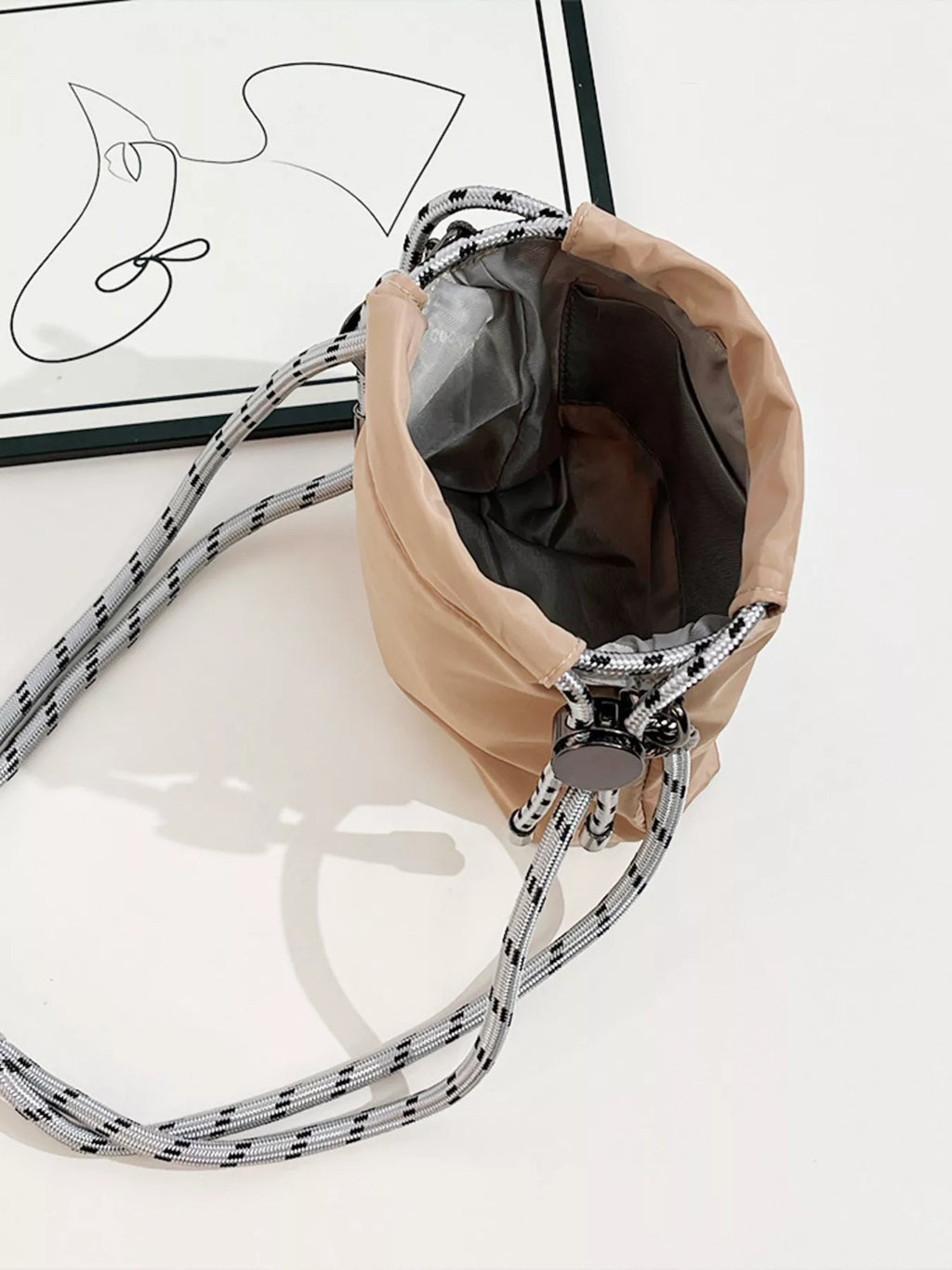 Embroidered Crossbody Bag with Rope Strap