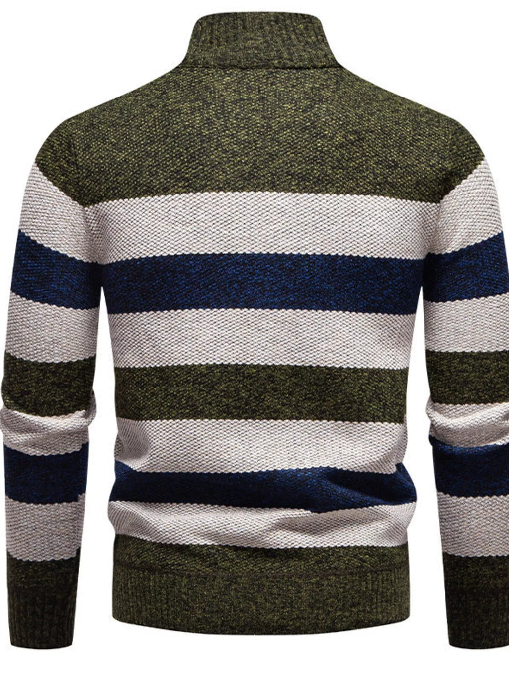 Men's Plus Size Striped Quarter-Zip Sweater