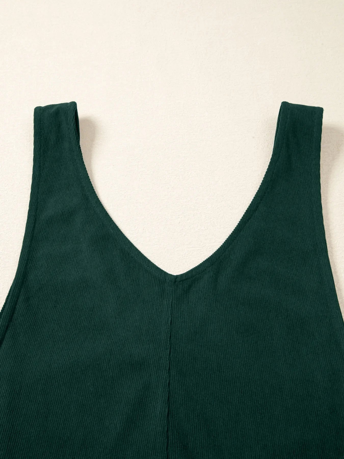 Corduroy V Neck Patched Pocket Sleeveless Jumpsuit