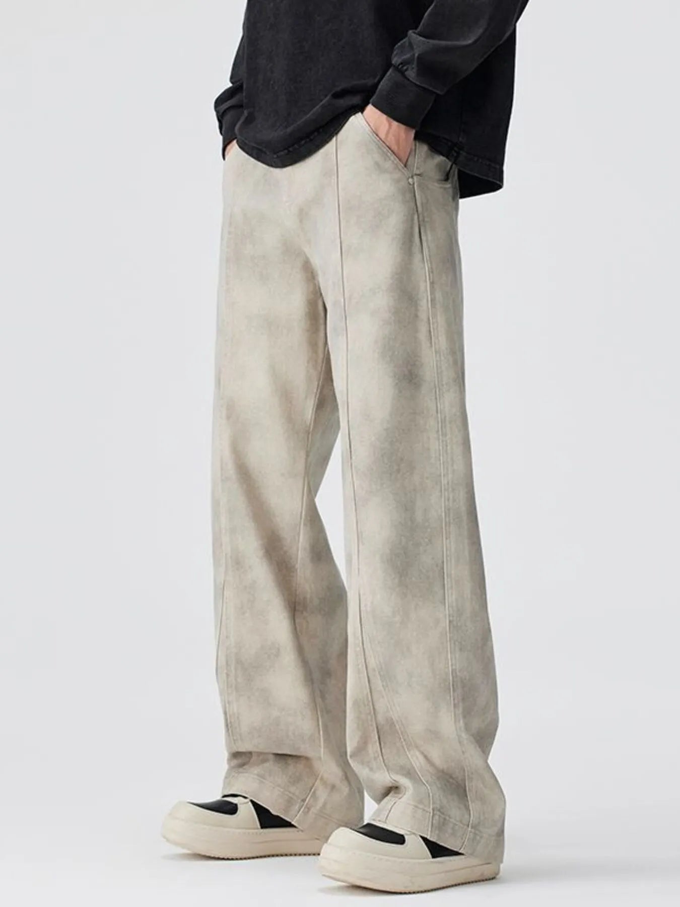 Men's Plus Size Vintage Wash Wide Leg Pants