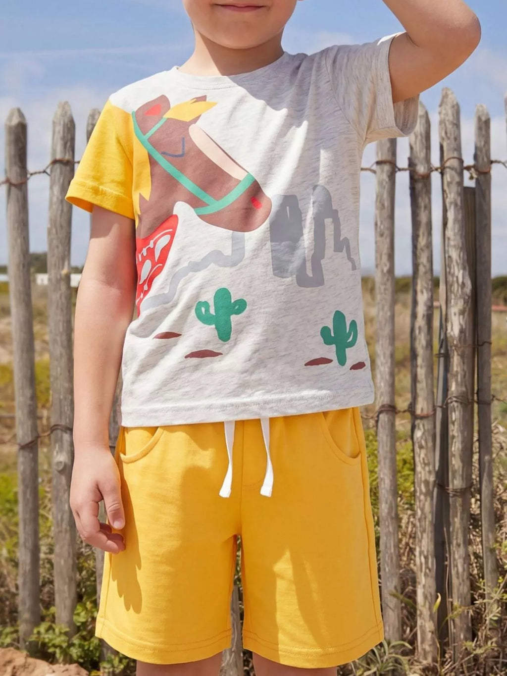 Children's Horse Graphic Tee and Shorts Set