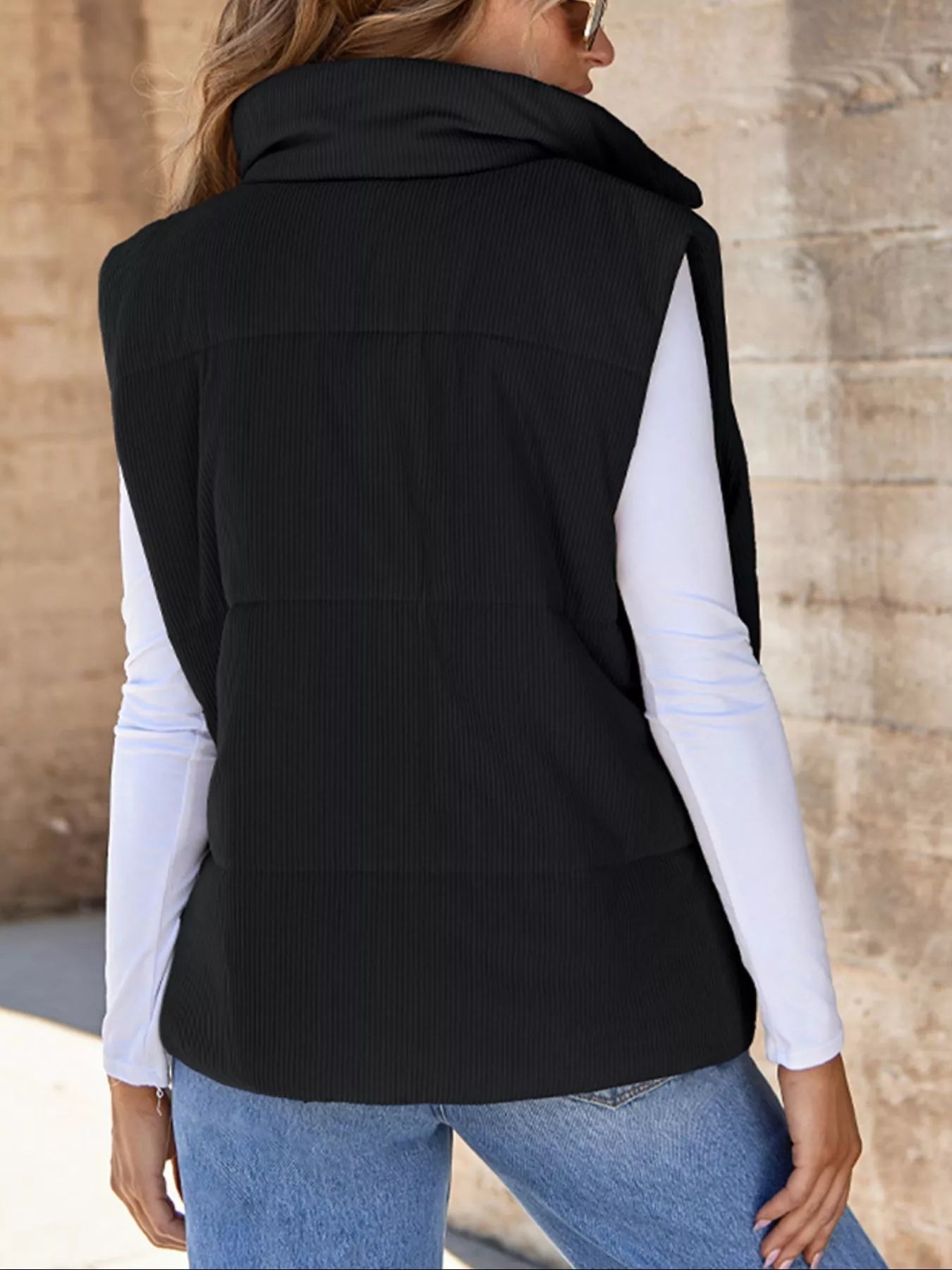 Corduroy Zip Up Vest Coat