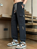Men's Plus Size Casual Cargo Pants with Drawstring Waist