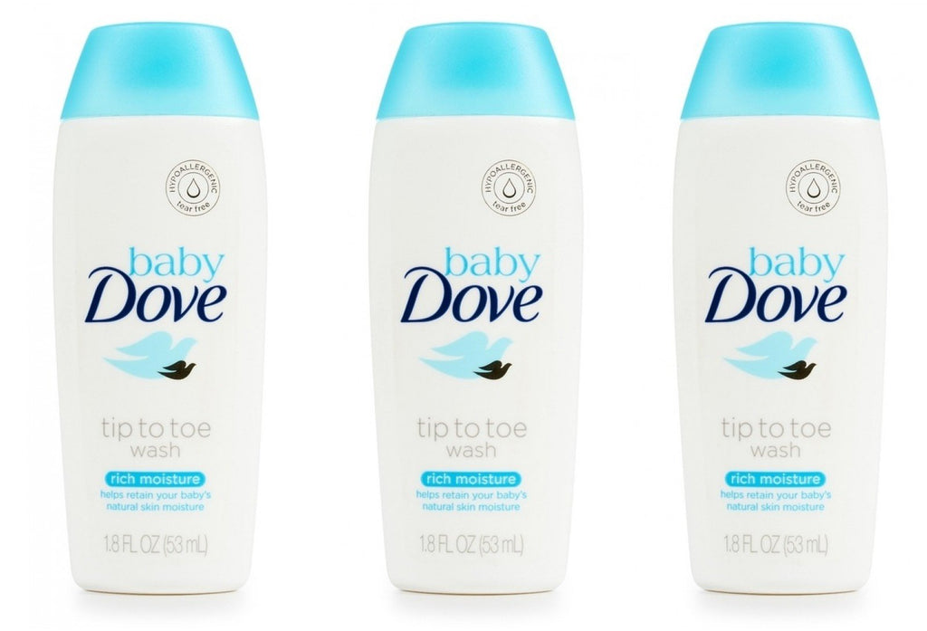Baby Dove Body Wash Tip To Toe Sensitive Moisture 1.8 Oz Travel Size (Pack Of 3)