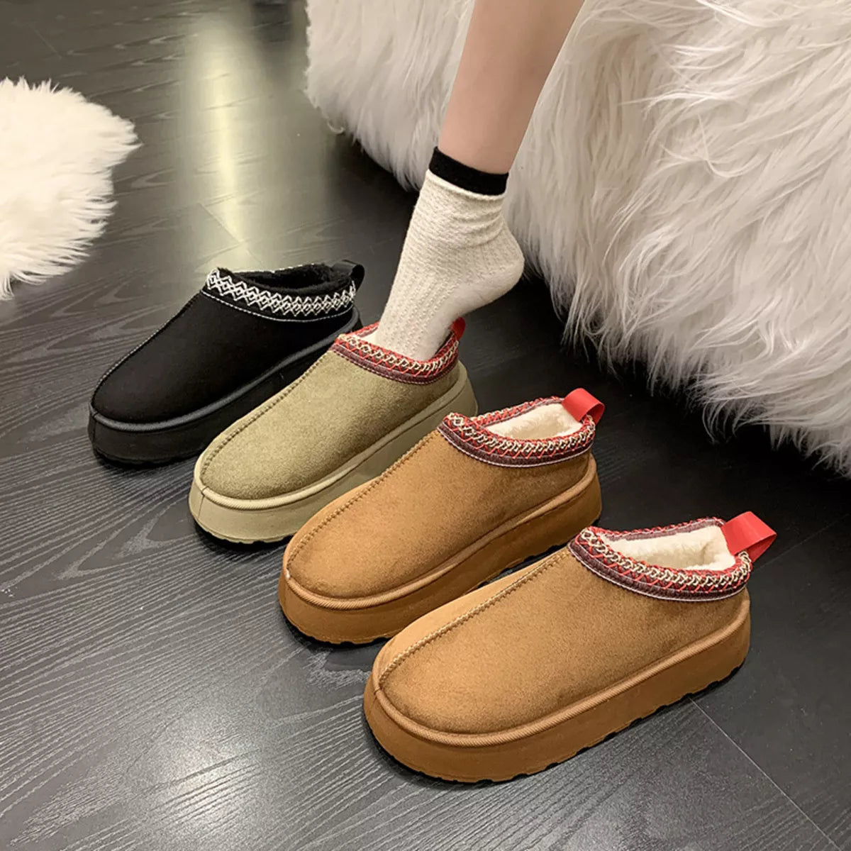 Round Toe Platform Slip-Ons