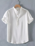 Men's Plus Size Button Detail Short Sleeve Shirt