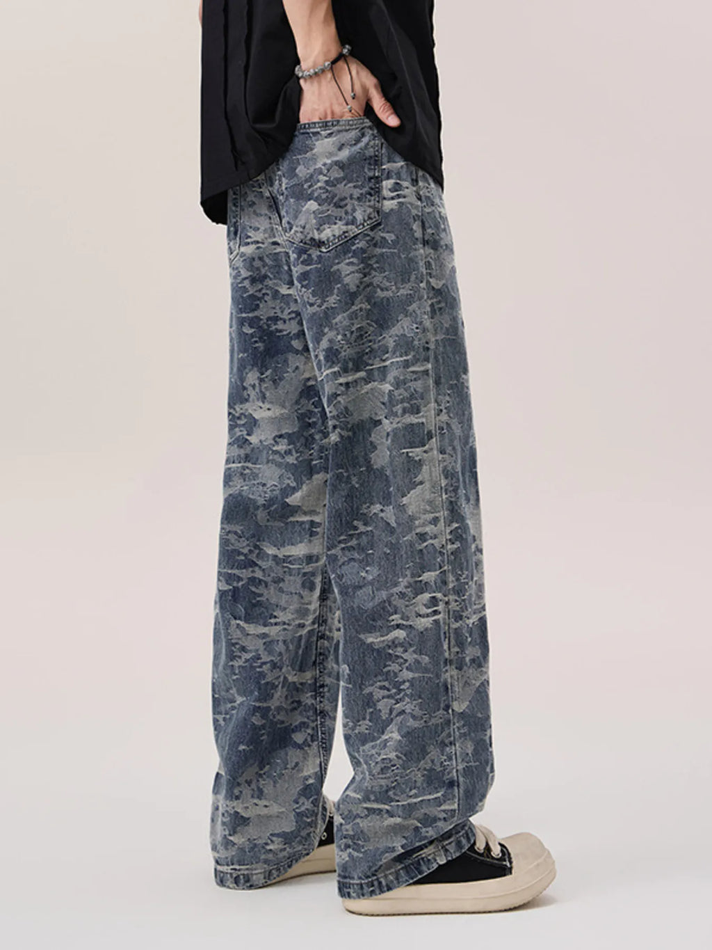 Men's Wash Wide Leg Jeans