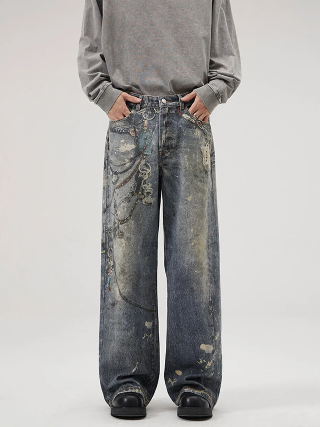 Men's Full Size Wide Leg Jeans Plus Size