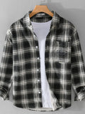 Men's Plus Size Plaid Button Up Long Sleeve Shirt