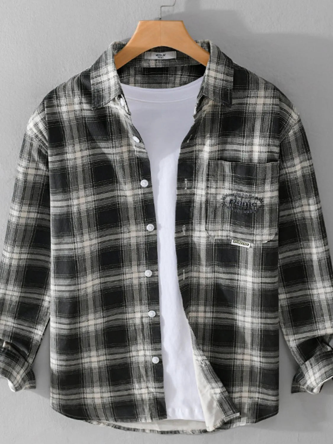 Men's Plus Size Plaid Button Up Long Sleeve Shirt