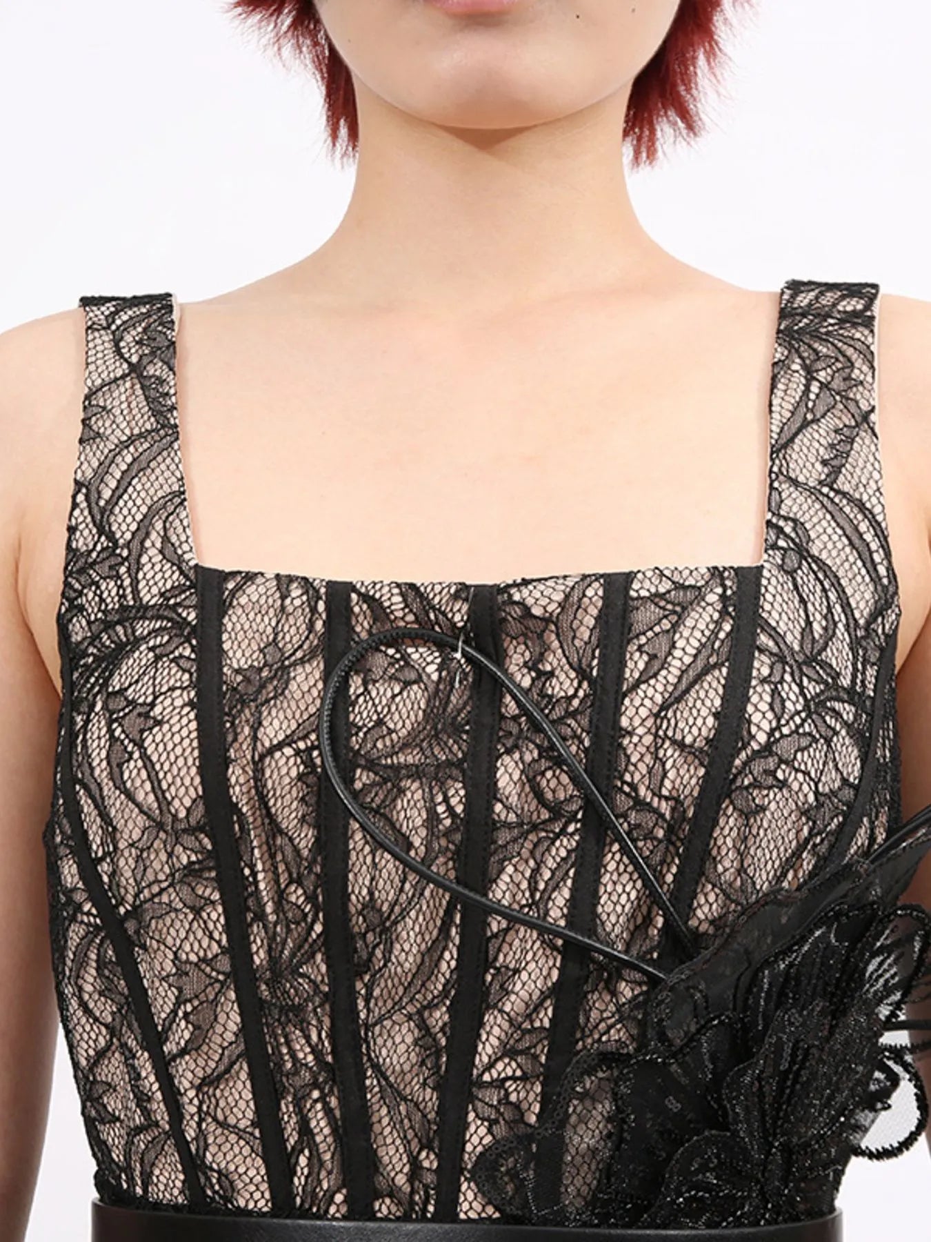 Lace Square Neck Midi Dress