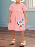 Children's Round Neck Cartoon Polka Dot Dress
