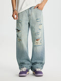 Men's Full Size Distressed Wide Leg Jeans Plus Size