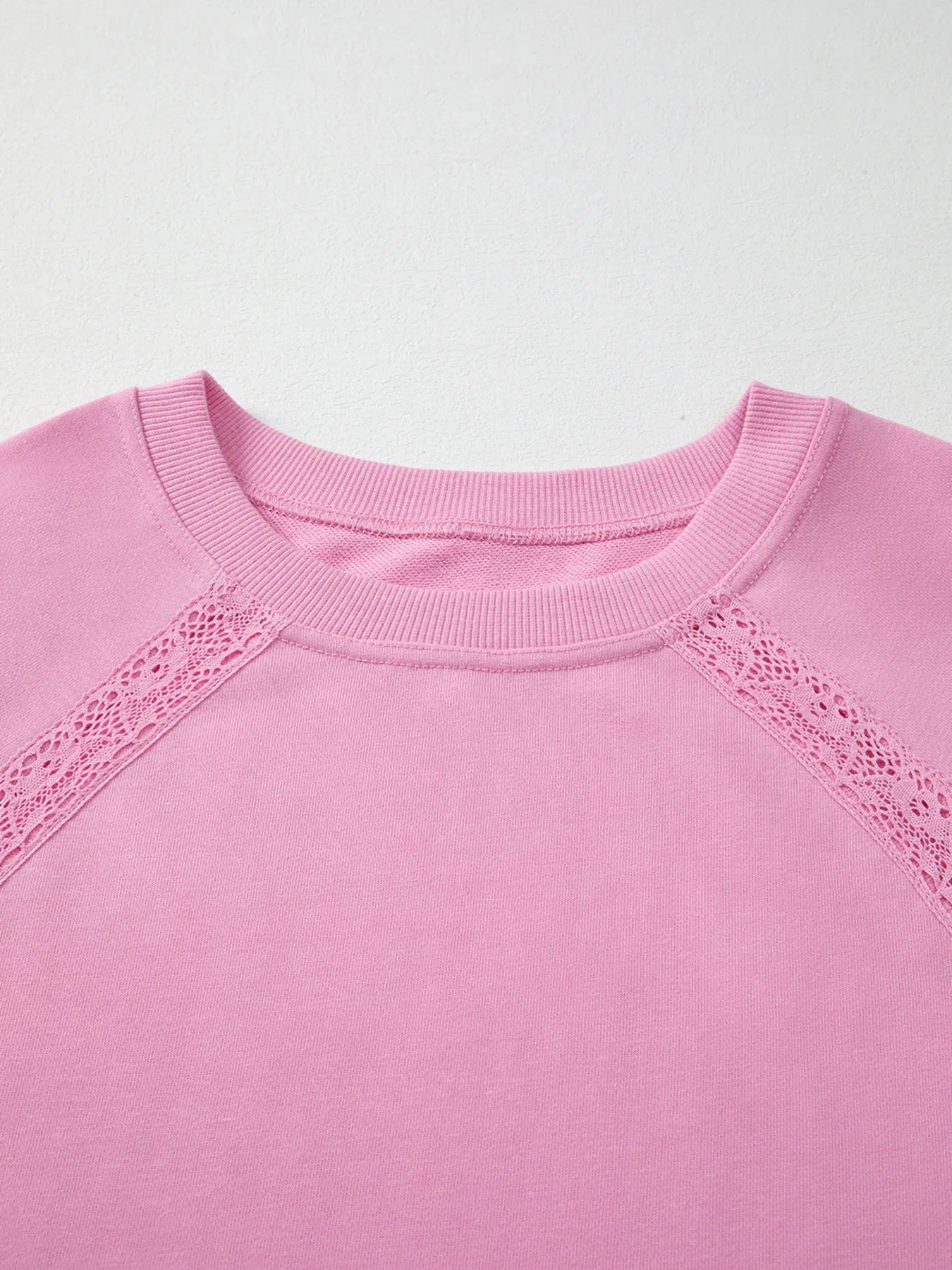 Lace Patched Raglan Sleeve Loose Fit Sweatshirt