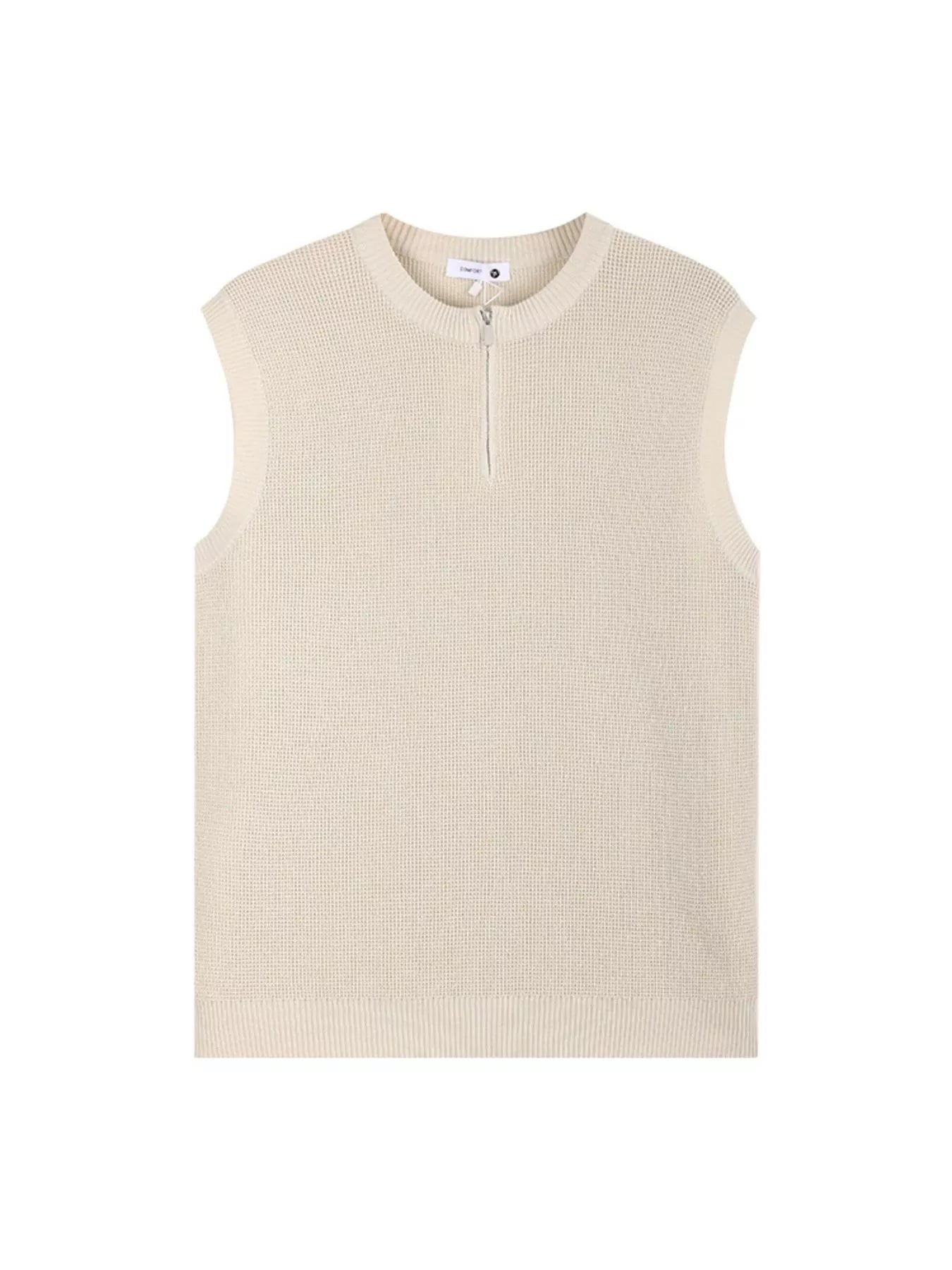Men's Plus Size Knitted Zip-Up Tank