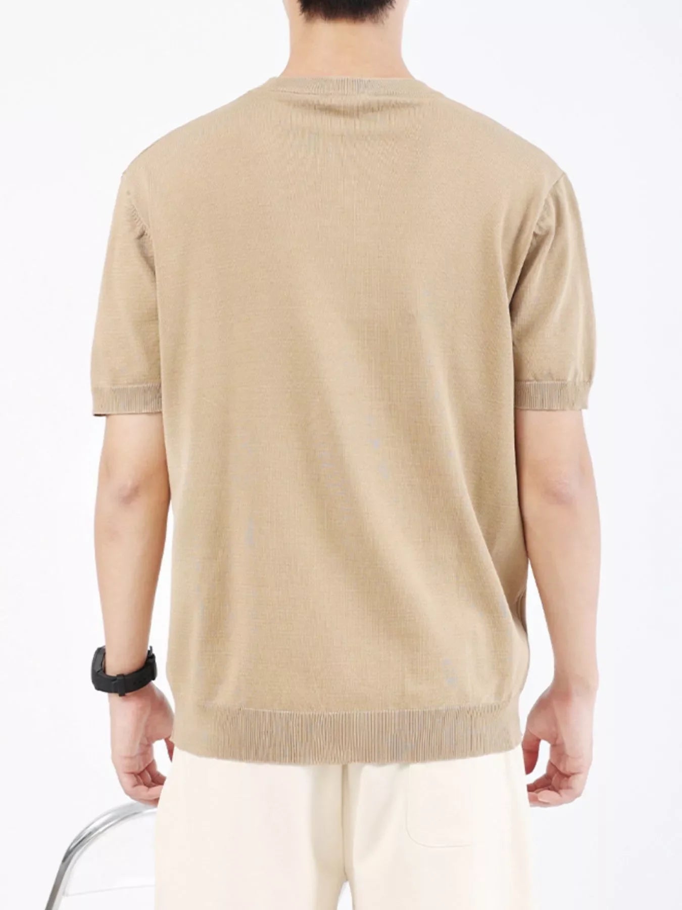 Men's Plus Size Ribbed Knit Slim Fit T-Shirt
