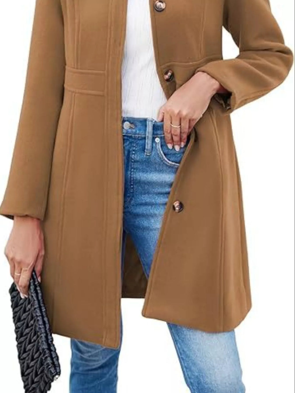 Button-Down Wool Blend Coat