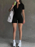 Cutout Back Short Sleeve Romper