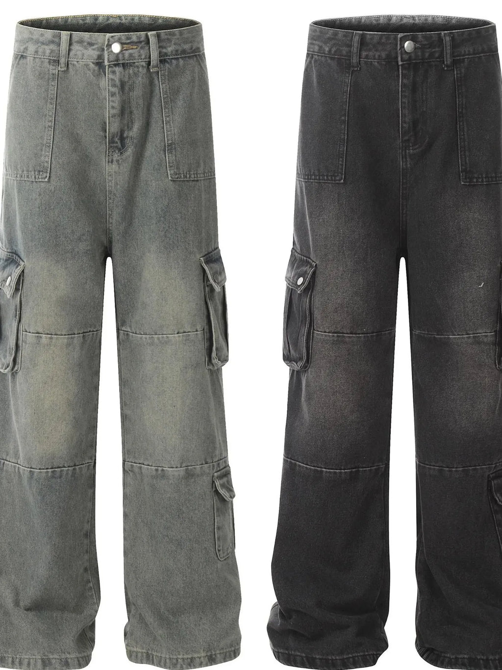 Men's Vintage Washed Cargo Denim Jeans