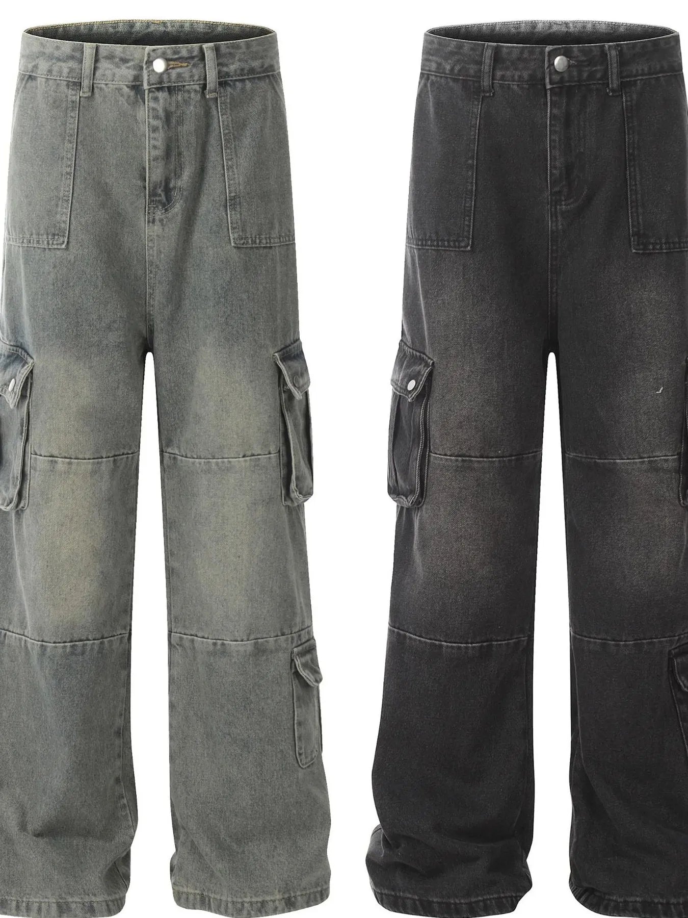Men's Vintage Washed Cargo Denim Jeans