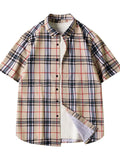 Men's Plus Size Classic Plaid Short Sleeve Shirt